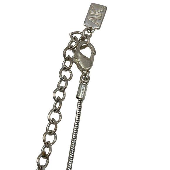 Anne Klein Silver & Gold-Tone Bar Pendant Necklace With Adjustable Chain Womens - Picture 3 of 9